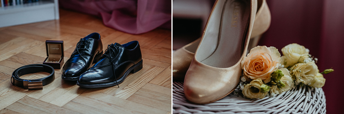 Dodatki ślubne: buty, pasek, spinki i butonierka